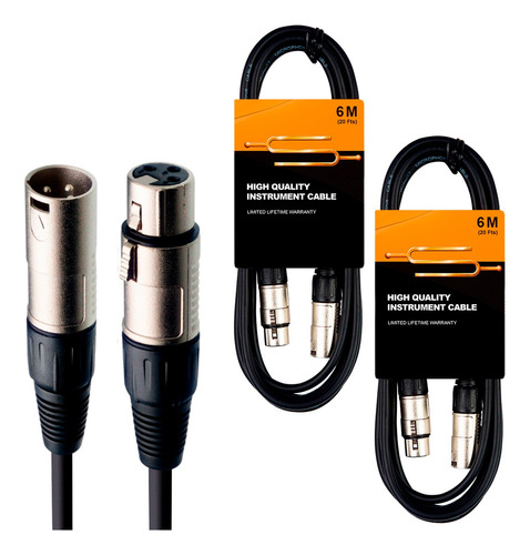 Pack X2 Cable Xlr (cannon) Microfono Balanceado - 6 Metros