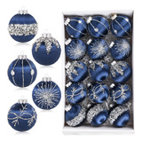 Bolas De Navidad De Color Azul Marino, Paquete De 15 Decora.