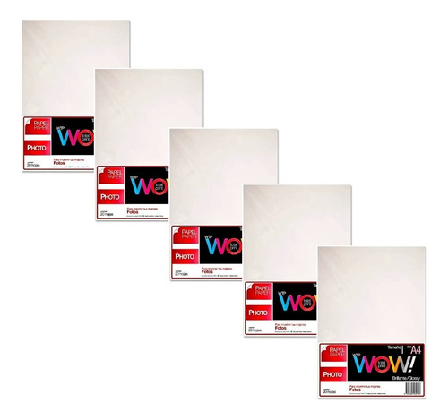 Combo Papel Glossy Fotografico 230 Grs A4 20 Hojas X5 U