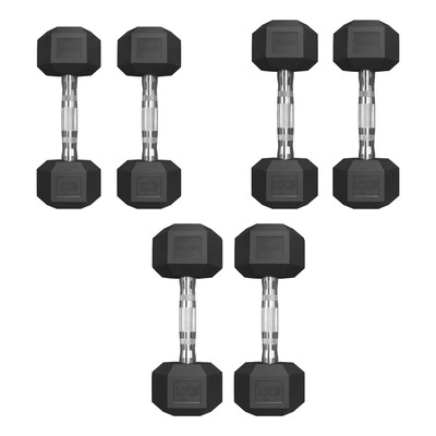 Set Mancuernas Hexagonales Par 5lb, 10lb Y 15 Lb Pvc Tayga Color Negro | Meses sin interés