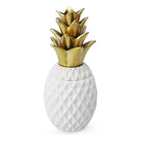 Caja Deco Ananas M Cerámica Blanco/dorado Bvs