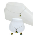 Tobillera De Girasol De Plata 925 +pulsera Y Aretes Gi6