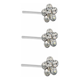 Pack 3 Aros De Nariz Nostril, Modelo Flor Circón. Plata 925