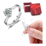 Anillo Regalo Mujer Circona De Plata 925 Ajustable + Caja