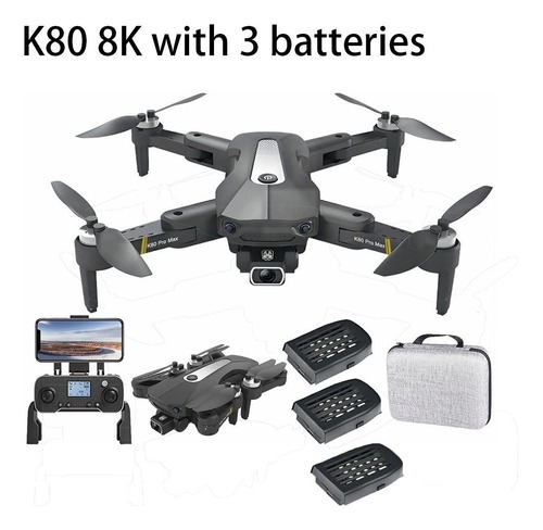 Dron A Control Remoto K80 5g Wifi 8k C/doble Cámara Hd 3 Bat