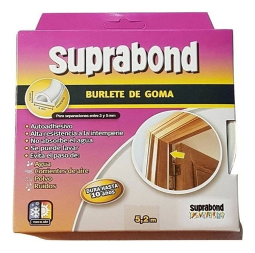 Burlete Autoadhesivo Suprabond De Goma - P Color Marrón 5,2m