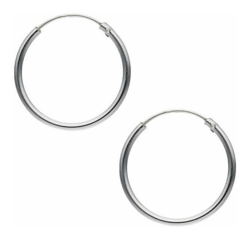 Aros Argolla Lisa Pequeña 14 Mm Plata Italiana 925 Estuche