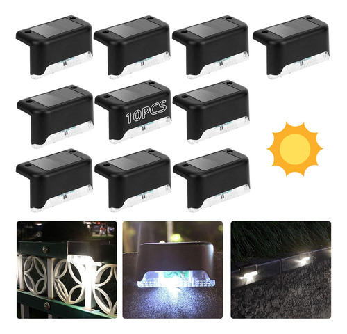 10pcs Luz Solar De Barandilla Escalonada Ipermeable Exterior