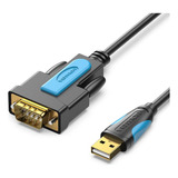 Cabo Adaptador Serial Usb 2.0 Para Rs232 Db9 1,5m Vention Cor Preto