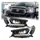 Faros Tira Led Secuencial Y Lupas Toyota Hilux 2015 Al 2023