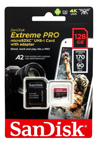 Cartão Micro Sd Sandisk Extreme Pro 128gb Original Lacrado