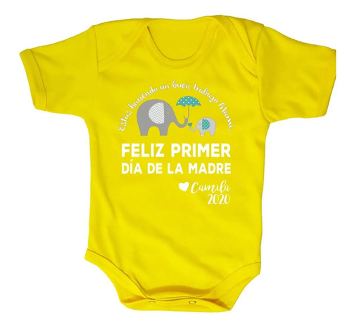 Pañalero Personalizado Feliz Primer Dia De La Madre Amarillo