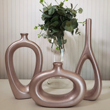 Vaso Rose Gold Decoracao Enfeite Rack Sala De Mesa Cerâmica