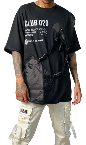 Remera Oversize C/cierre Manga Corta Unisex