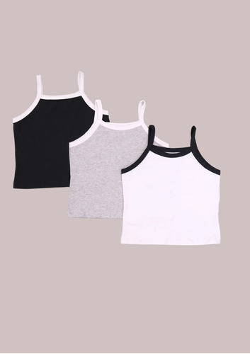 Musculosa Crop Top Con Ruedos Vivos Contratono Elastizado 