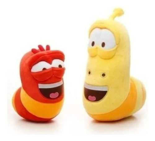 Serie Larva Tuba Amarillo Y Roja Set De Dos Peluches