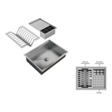 Calha Úmida Quadrada Lateral Escorredor Louça Inox Embutido Cor Escovado Scotch Brite