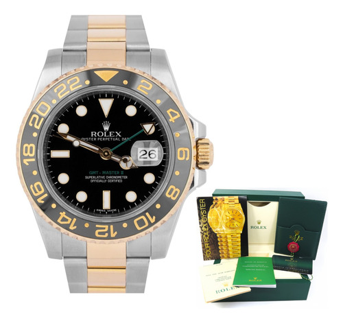 Relógio Rolex Gmt Super Clo Eta 3186 Banhado A Ouro 18k