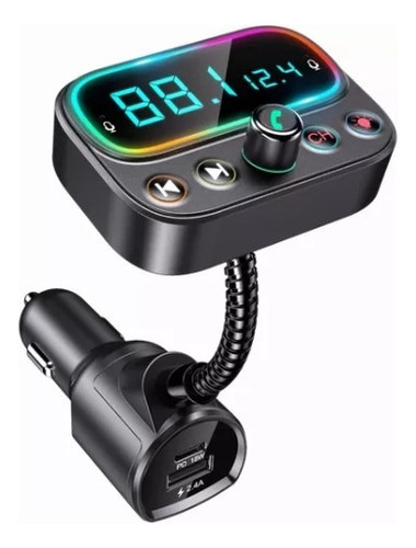 Transmisor Bluetooth Fm Qc3.0 Pd Asistente Voz Usb Aux Auto