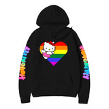 Moletom Blusa Hello Kitty Lgbt Pride Colors Coração 1080