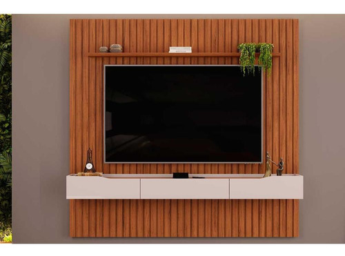 Home P/ Tv Até 65 Pol Pratic Ripado C/ 3 Gavetas 223x240cm F