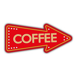 Placa Quadro Flecha Vermelha Coffee - Decoração Cafeteria