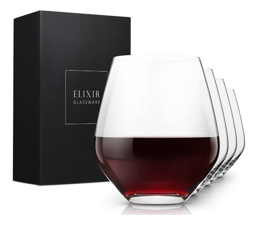 Elixir Glassware Juego De 4 Copas De Vino Tinto Sin Tallo 