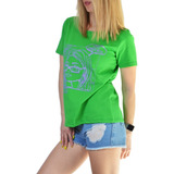  Remera Dama Basica Con Estampa Verde Casual Moda Mujer