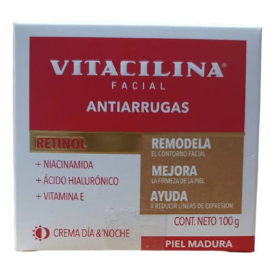 Vitacilina Crema Facial Antiarrugas con Retinol y Ácido Hialurónico, Uso Día y Noche, 100g, Todo Tipo de Piel | MercadoLibre