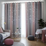 2piezas Cortinas Blackout Para Niños 132x214cm Con Estrellas