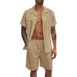 Conjunto De Camisa E Calções Para Homem Moda Praia Casual