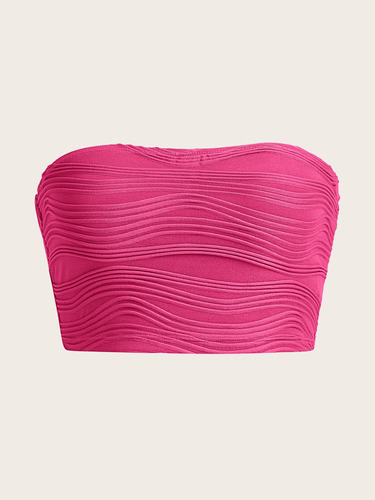 Top Tubo Crop  Con Textura Rosa