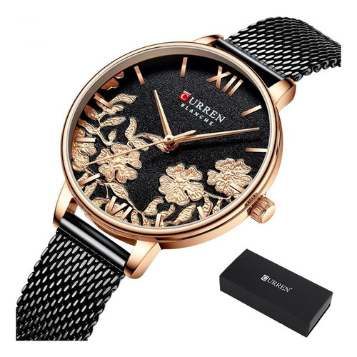 Reloj De Mujer Elegante A La Moda Con Cinturón De Malla Curr