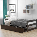 Cama Twin Con Almacenamiento De Madera