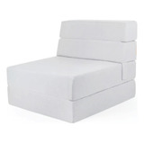 Sofá Cama Individual Sillón Puff Plegable Blanco