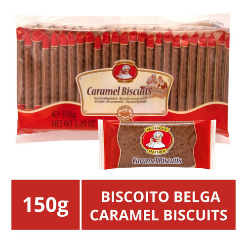 Biscoito Belga Caramel Biscuits, 25 Bolachas (1 Pacote)