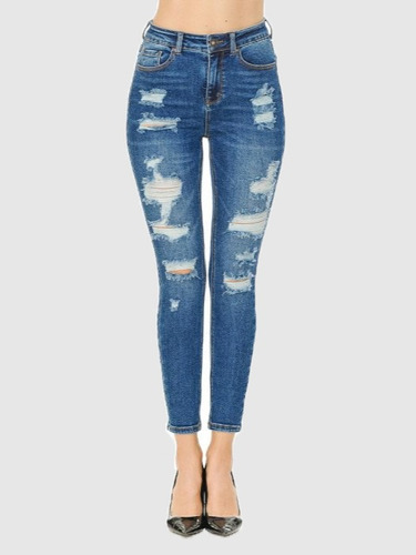 Pantalones Jeans De Mujer Mezclilla Tiro Alto Wax Jean