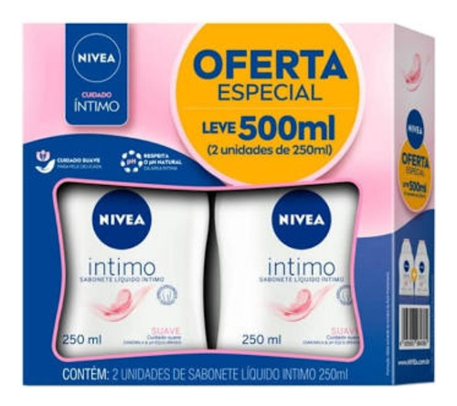 Kit Sabonete Líquido Íntimo Nivea Suave 2 Unidades 250ml