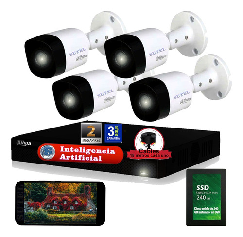 Kit Seguridad Camaras Hd 4 Dahua Dvr Full Hd Hdcvi Disco 1tb