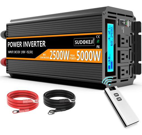 Sudokeji Inversor De Corriente De 2500 W, 12 V Cc A Ca 110 V