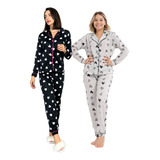 Kit 2 Pijama Feminino Americano Longo Inverno Adulto Frio  