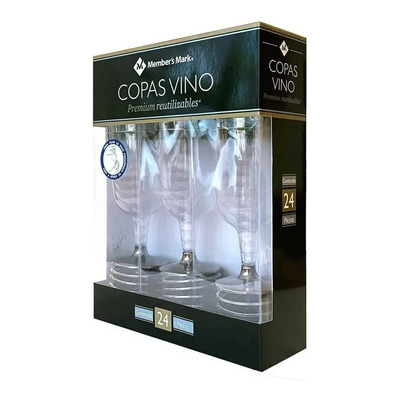 Copas De Vino Member's Mark Reutilizables 24 Pzas Desechable Color Transparente base dorado | MercadoLibre