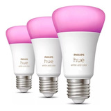 Philips Hue Lampara Led Rgb E27 Color 9w 1100 Lm Pack X3