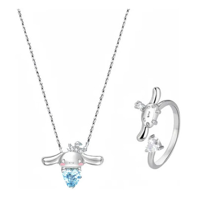 Collar Cinnamoroll De Plata Para Mujer A La Moda Anillo