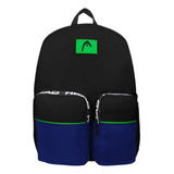 Mochila Head Escolar Clásica Urbana Reforzada Unisex Colores Color Negro Con Azul Modelo 21609