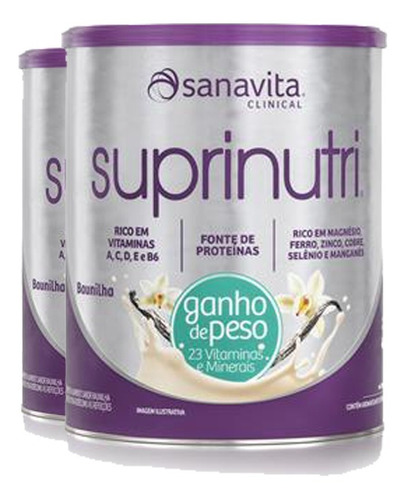 Kit 2 Suprinutri Sanavita Baunilha - Ganho De Peso - 400g