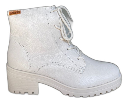 Bota Coturno Feminino Bottero Couro Burnish Off White 335301