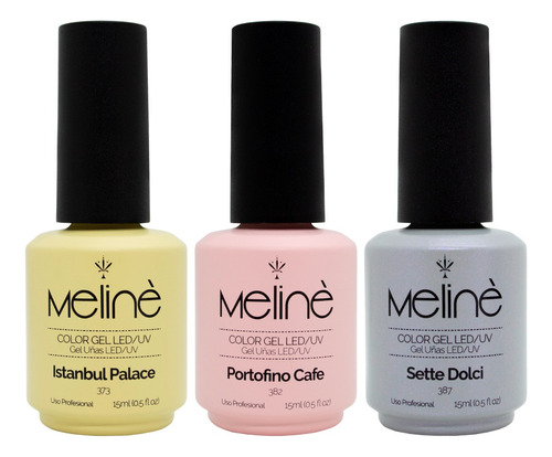 Meline Kit X3 Esmaltes Semipermanente Gel On Off Color Uñas 