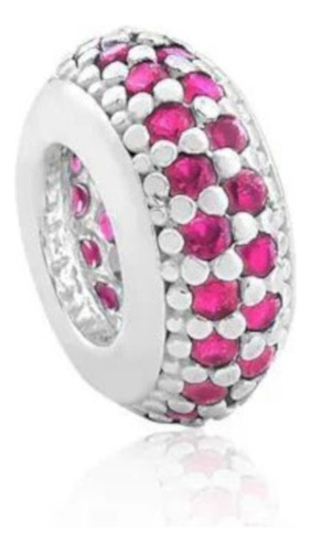 Berloque De Prata 925 P/ Pulseira Separador Zirconia Rosa