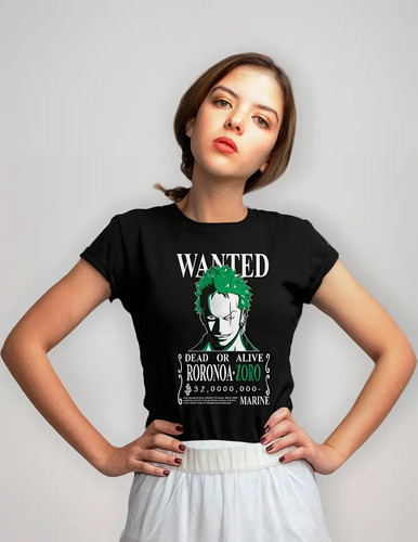 Blusa Playera One Piece Zoro Wanted Anime Para Mujer